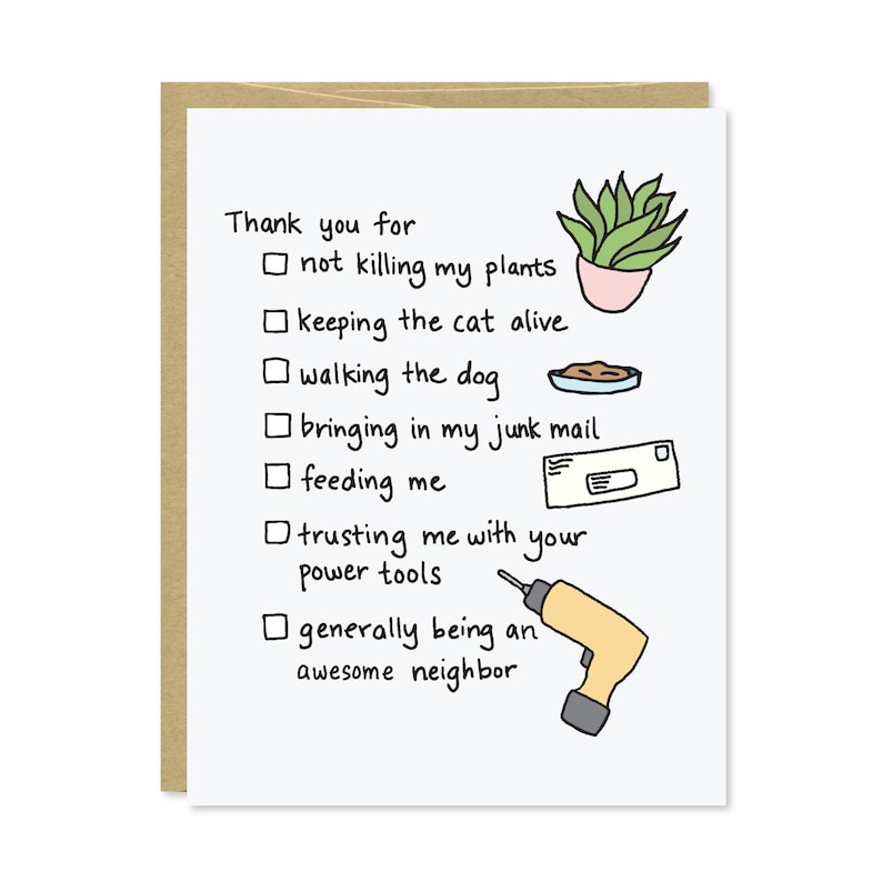 Neighbor Thank You Card Thank You Card for Neighbor C-145 | Etsy