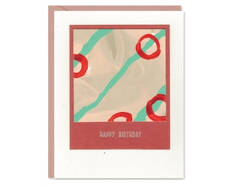 Hand Painted Abstract Pearl Foil Birthday Card - Painted birthday card, card for friend, art card - Happy Birthday - OOAK card - APR26-03