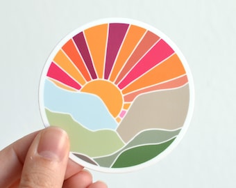 Mountain Sunset Vinyl Sticker - Laptop Sticker - Water Bottle Sticker - ST-006