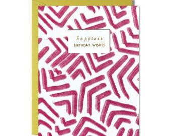 Happiest Birthday Wishes Gold Foil Card with Peekaboo Window - Birthday card - Chartreuse, fuchsia, magenta - C-239