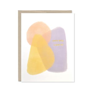 Carte Vous faites un excellent travail - carte d'encouragement - carte pour nouvelle maman - abstrait jaune, pêche, violet - carte feuille d'or - C-254