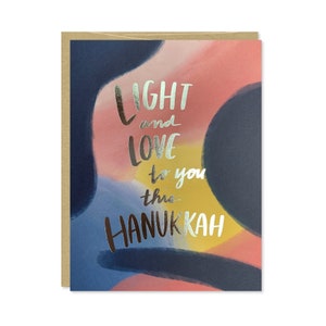 Feuille d’argent Hanukkah Card - Lumière et amour pour vous ce Hanoukka - Jolie carte Hanukkah - Carte de vacances - C-229
