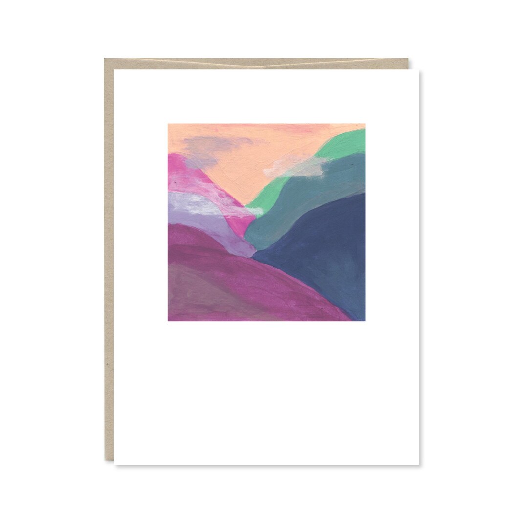 Painted Mountain Landscape Blank Greeting Card - Everyday Card - Thank ...