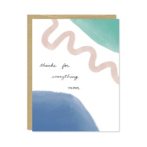 Mother&#39;s Day Card - Card for Mom - Thanks for Everything Mom - Thank You Card for Mother - C-210