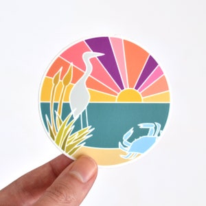 Chesapeake Bay Vinyl Sticker - Maryland Sticker - Water Bottle Sticker - Laptop Decal - Baltimore, Blue Crab, Bay