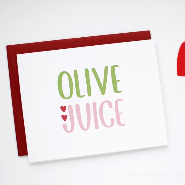 Valentines Card - I Love You Card - Valentine's Day Card - Olive Juice