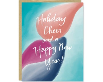 New Year Card - Holiday Card - Abstract Holiday Cheer Happy New Year Holiday Card - C-235