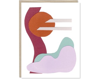 Abstract Mountain Paper Cut Blank Greeting Card - Everyday Card - Thank You, Birthday Card - Note Card - Abstract Stationery - C-268