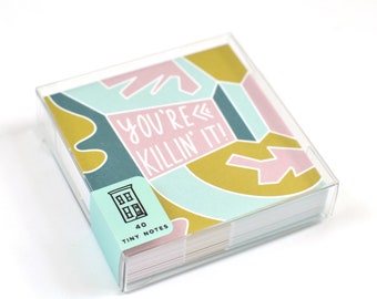 Notas pequeñas "You're Killin' It" - Mini tarjetas de notas - Notas para la lonchera - Relleno de medias - Juego de 40 - TN-002