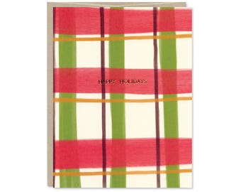 Plaid Happy Holidays Gold Foil Christmas Card - Simple, Heartfelt Holiday Card - C-282