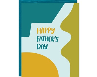 Father's Day Card - Card for Dad - Simple, abstract, teal, yellow, green - C-175