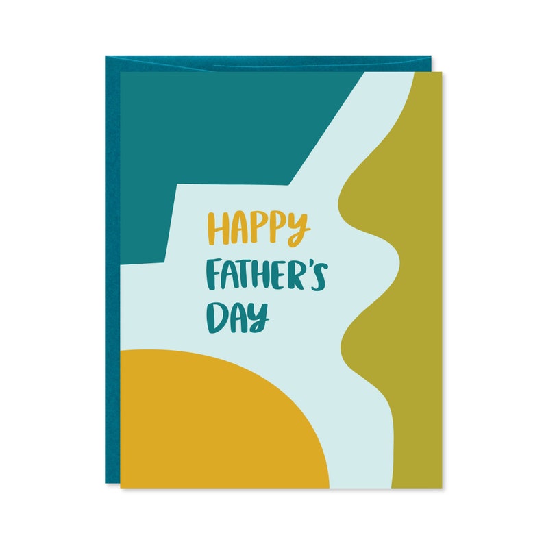 Father's Day Card Card for Dad Simple, abstract, teal, yellow, green C-175 image 1