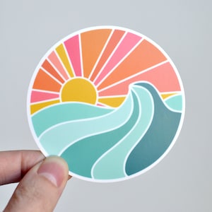 Ocean Sunset Vinyl Sticker - Laptop Sticker - Water Bottle Sticker - ST-007