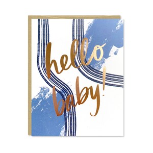 Carte bébé en feuille d’or rose - Hello Baby, New Baby Card - Feuille d’or rose flambant neuve carte bébé garçon, bébé fille - Félicitations aux nouveaux parents - C-223