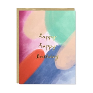 Carte d’anniversaire gold foil - Carte d’anniversaire de joyeux anniversaire - Résumé, Carte d’anniversaire simple - Carte de foil d’or pour ami, soeur, maman - C-189