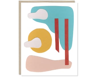 Abstract Desert Paper Cut Blank Greeting Card - Everyday Card - Thank You, Birthday Card - Note Card - Abstract Landscape Stationery - C-270