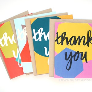 Thank You Cards - Thank You Note Card Set of 8 - Geometric Thank You Cards - S-106