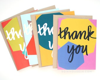 Thank You Cards - Thank You Note Card Set of 8 - Geometric Thank You Cards - S-106