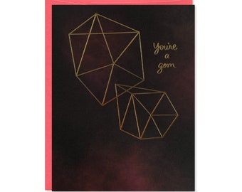 You're a Gem Gold Foil Card - Card for a friend - Just Because card - Thank You Card - Coral and gold foil - C-208