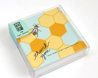 Thank You Bee Tiny Notes - Mini Note Cards - Lunchbox Notes - Stocking Stuffer - Set of 40 - TN-003