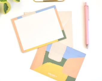 Abstract Notecard Set of 8 - Blank Flat Notes with Envelopes FN-001