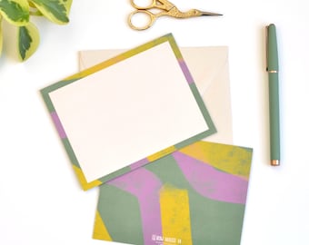 Abstract Notecard Set of 8 - Blank Flat Notes with Envelopes FN-004