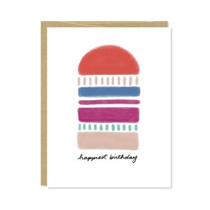 Happiest Birthday Card - Birthday Card for Friend - Simple Birthday Card - Abstract Birthday Card - C-216