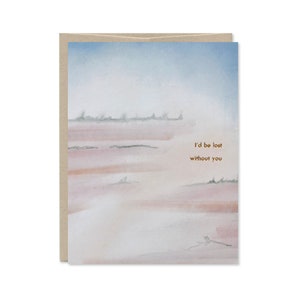 Je t'aime en feuille d'or - je serais perdu sans toi - carte pour mari, femme, ami - carte d'anniversaire - paysage abstrait, Canyon - C-249