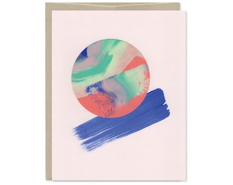 Hand Painted Blank Greeting Card - One of a Kind Card - Abstract, Handpainted, Collage - Blank Card - Birthday, Thank You, Just Because