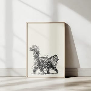 Cat Sketch Wall Art Minimalist Line Drawing Print Dorm room decor