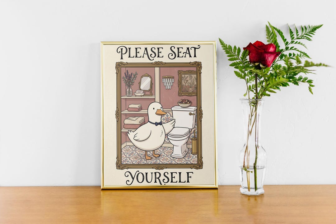 Please Seat Yourself Print, Funny Duck Bathroom Art, Duck Butler ...