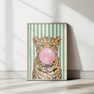 Leopard Pop Art-tryck, Lekfull djurväggkonst, Modern Leopard-affisch, Barnrumsinredning, Leopardälskare-present, Digital nedladdning