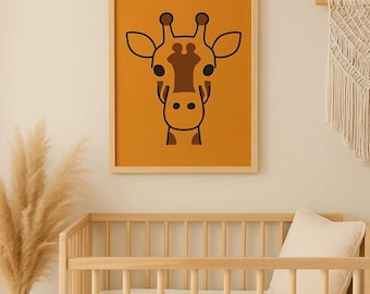 Minimalist Giraffe Print: Modern Boho Nursery Decor (Digital Download)