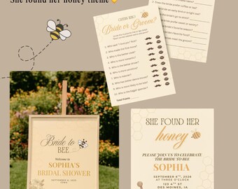 Bridal Shower Digital Download Package – Editable Invitations, Games & Welcome Sign – Instant DIY Printable Bundle