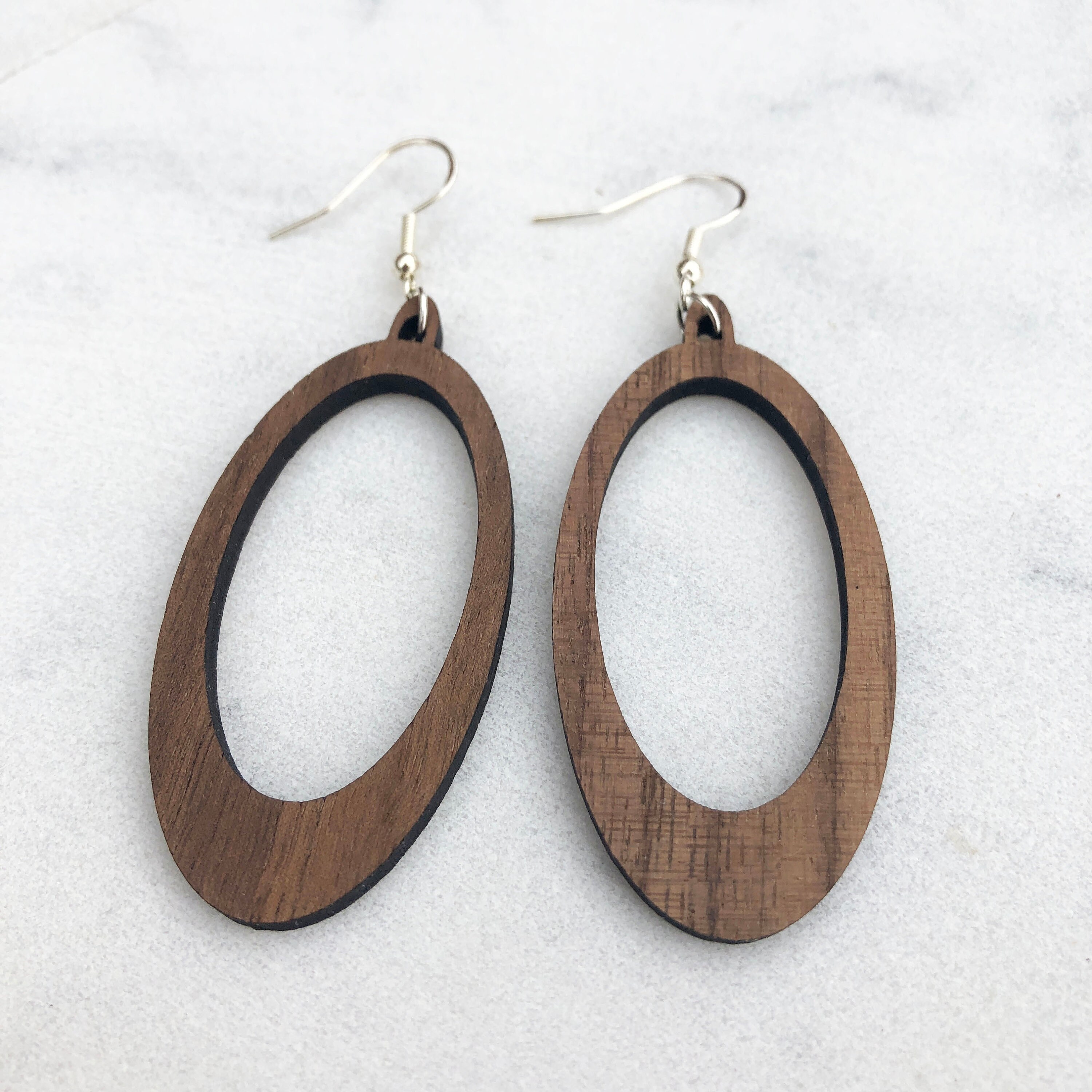 Hoop Wood Dangle Earrings Boho Statement Earrings Minimalist Etsy