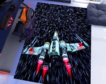 Alfombra para juegos Galaxy Starfighter: Alfombra para nave espacial Warp Speed, antideslizante y lavable a máquina.