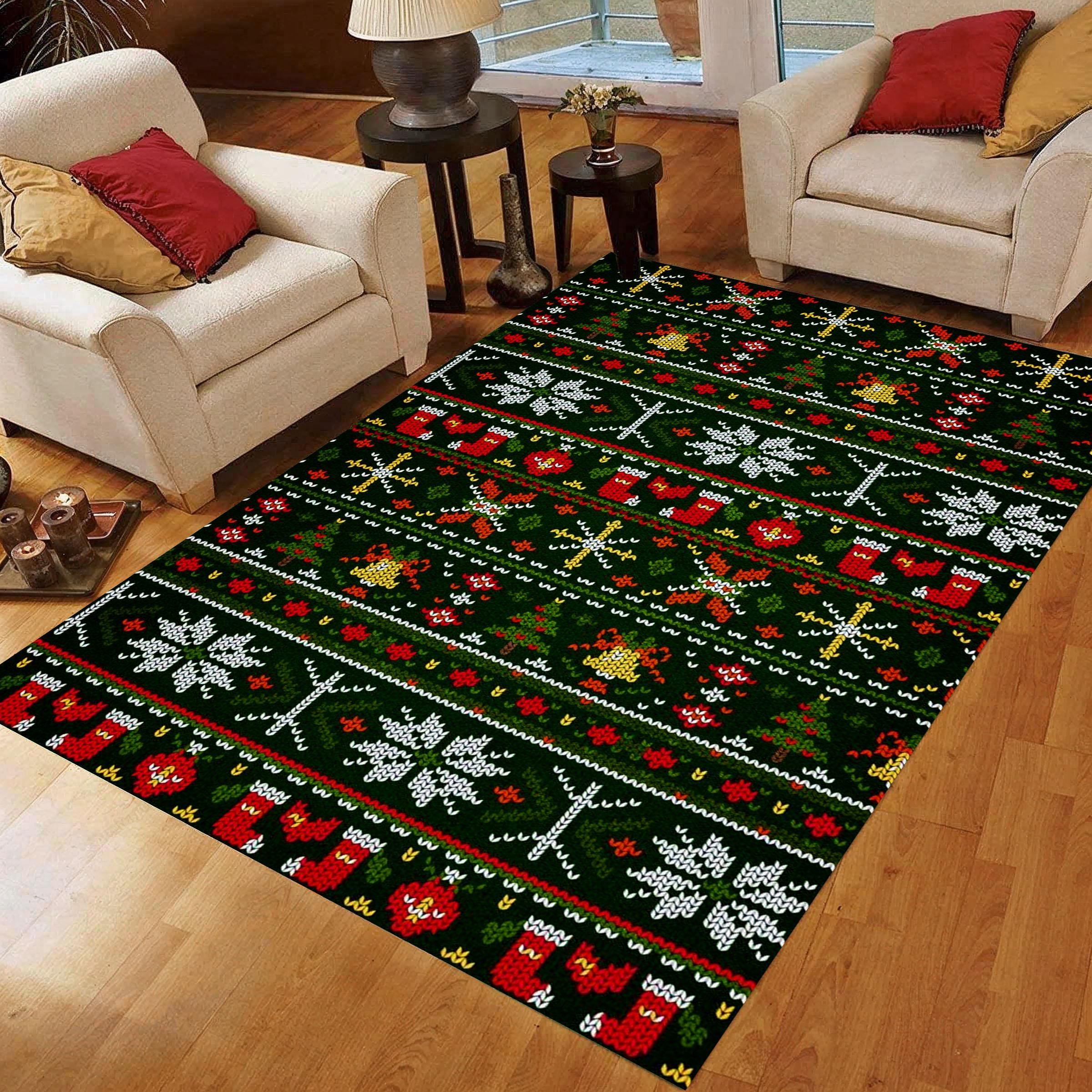 Ugly Christmas Sweater Rug: Festive Knit Pattern Area Carpet