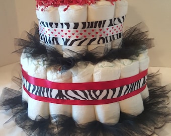 Zebra Girl Diaper Cake