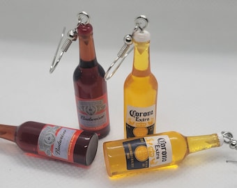 Have a cold one??? Beer Bottle Charm Earrings (Corona, Heineken, Budweiser)