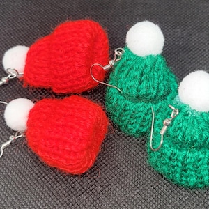 Christmas Holiday Mini Beany hat Earrings