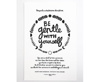 Be Gentle Letterpress Print, Desiderata Poem, Inspirational Folk Art