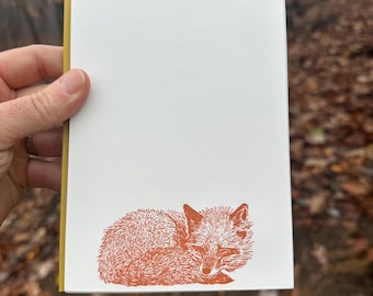 SLEEPING FOX Note Card Pack, set of 10 cards and 10 envelopes
