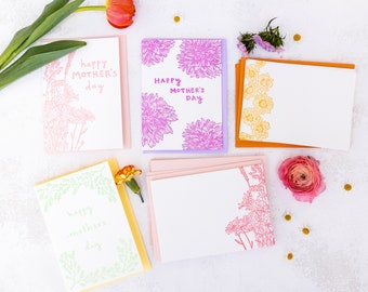 Mother’s Day Card Set – Botanical Letterpress Greeting Cards for Mom