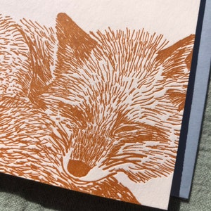 ALL IS CALM Sleeping Fox Letterpress Christmas Card, Quiet Holiday, Winter Stationery, Handmade Greeting, Woodland Critter, Appalachia image 3