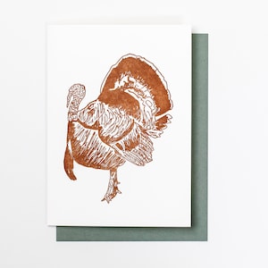 Cartão tipográfico TURQUIA, Dia de Ação de Graças, Outono, Outono, Papelaria tipográfica, Amante da natureza, Nerd de pássaros, Apalaches, Em branco, Appalachia Critter