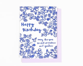 BLUEBERRY LETTERPRESS BIRTHDAY Card