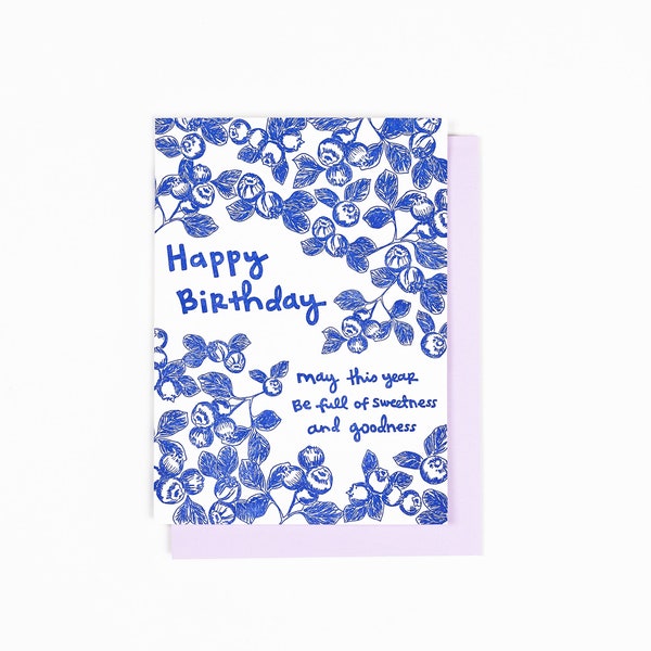 BLUEBERRY LETTERPRESS BIRTHDAY Card