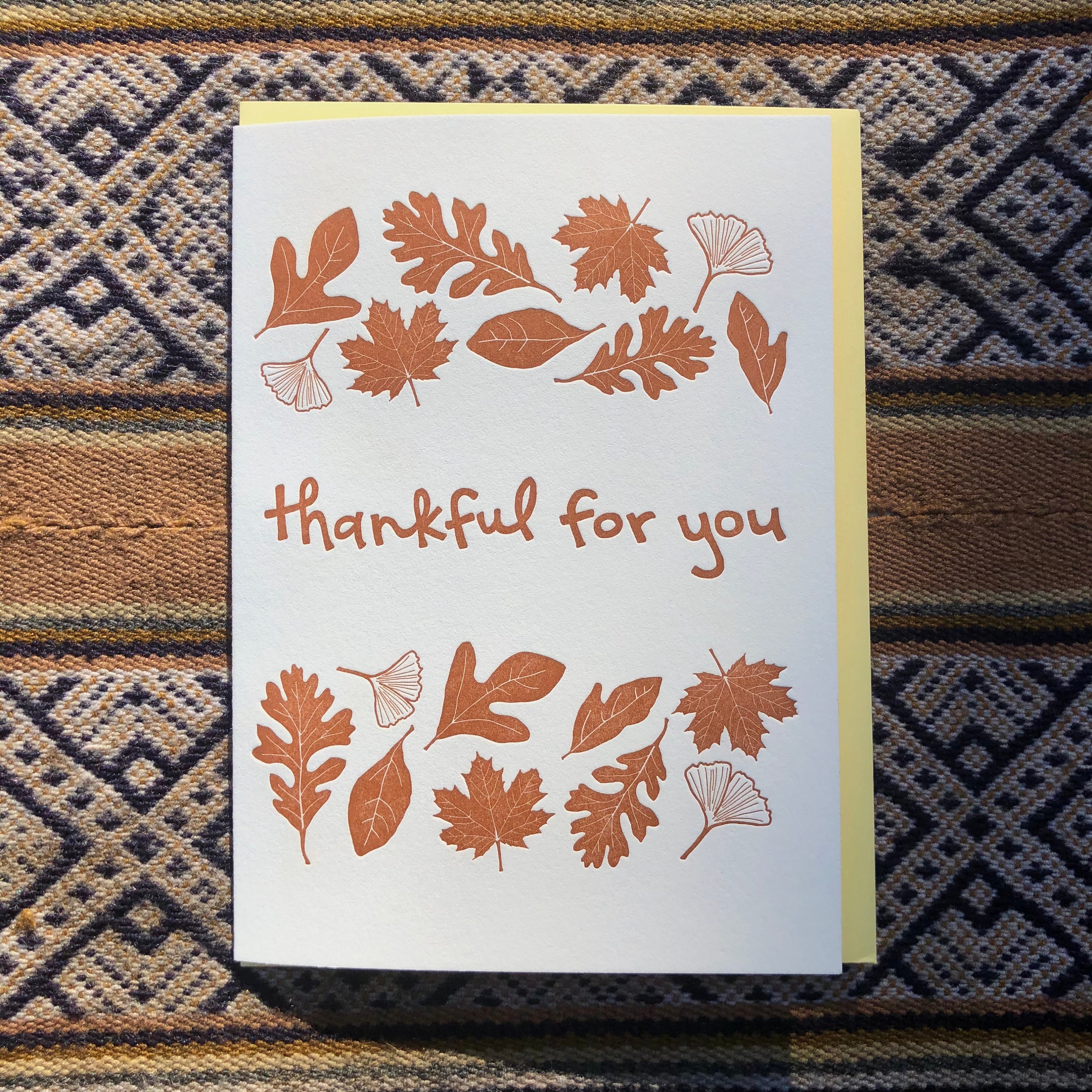 Autumn Leaves Thank You Card – Letterpress Fall Thank You Card With ...