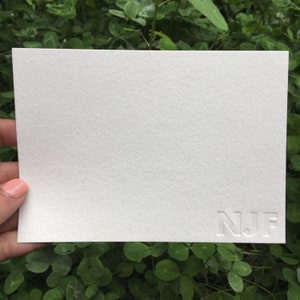 SET van 50, BLINDE INITIALEN, aangepast boekdruk briefpapier, gepersonaliseerde notitiekaarten, aanpasbare notities, professioneel briefpapier, modern eenvoudig