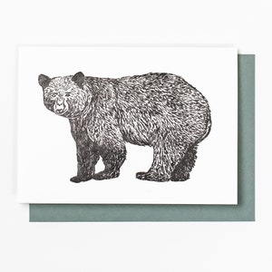 Carte de voeux typographique ours noir, papeterie, cadeau pour les amoureux de la nature, ours Ursus des Appalaches, faune, faune locale, carte pour maman, merci